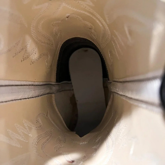 Old West Square Toe Contrast Stitched Leather Western Pull On Cowboy Boots 7 - Picture 10 of 14